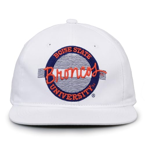 The Game NCAA Boise State Broncos Retro Circle Design Hat, Adjustable One Size, White
