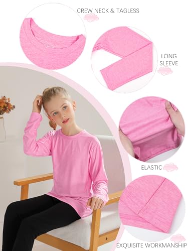 HXP 5 Pack Girls Long Sleeve Shirts Dry Fit Athletic Shirts Youth Teens Girls' Activewear 6-18 Years3