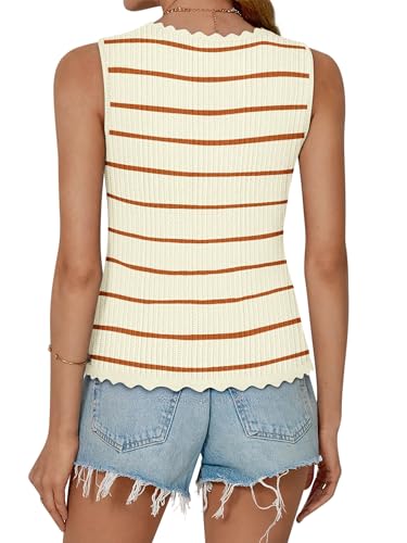 Image of COCCKO Womens Summer Tops Vacation Beach Outfits Cute Tie Front Crochet Vest Knit Sleeveless Sweaters