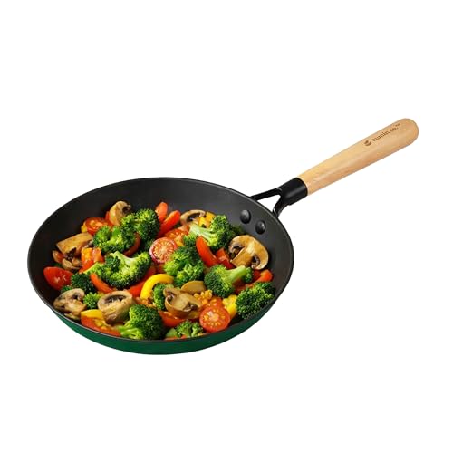 Image of CUMIN CO. LITE Cast Iron Fry Pan | 26 cm, 2L | Induction Base Cookware | 5 Years Warranty | Non Toxic Non Stick Pan for Omelette | Chemical Free Coating | No Seasoning Needed | Green