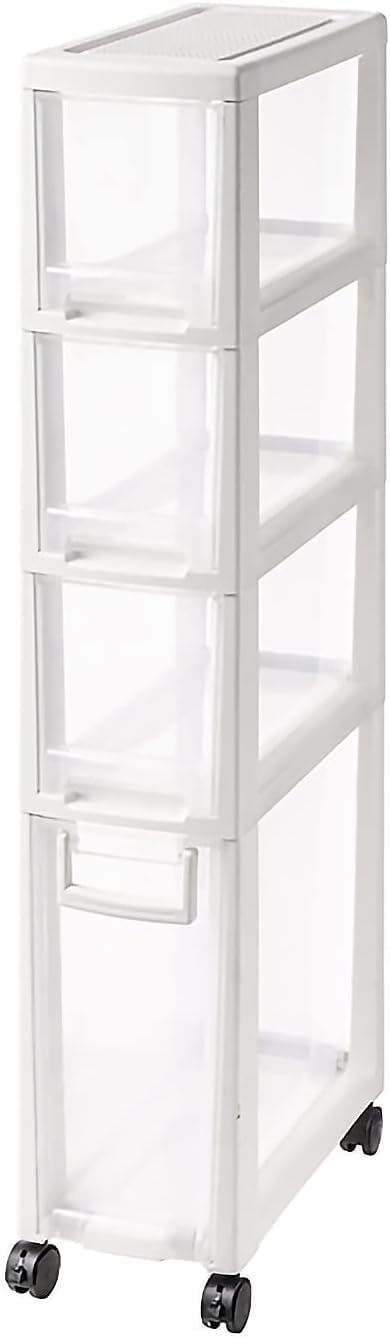 Slim Toilet Paper Storage Cabinet with Large Capacity and 4 Drawers Vertical for Bedroom Laundry(White,4 Tier)