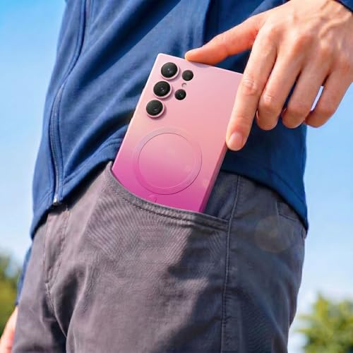 Image of amazon basics Gradient Mag-Safe Case for Samsung Galaxy S22 Ultra | Soft Silicone Shockproof Cover with Camera Protection | Slim Lightweight Design | Smooth Touch & Durable - Light and Dark Pink