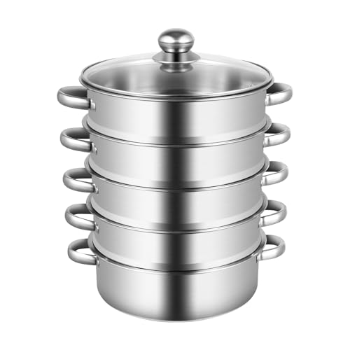 26cm Steamer Pot Steamer Pot Vapor Olla Mantowarka olla de vapor Inducción Vaporizador de patatas Adecuado para cocinar pescado camarones verduras Varios hornos eléctricos de cerámica eléctrica