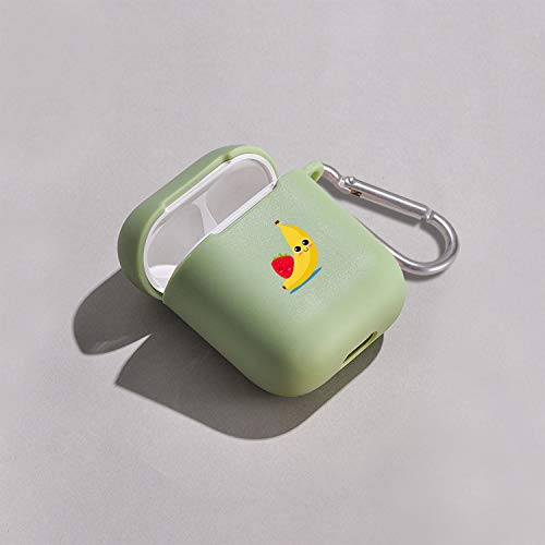 Maycari Cute Banana&Strawberry Case For Airpods 2&1 With Keychain,（Green） Fruits Design Protective Soft Tpu Cover Compatible With Apple Airpods Charging Case For Girls&Boys #TOP2