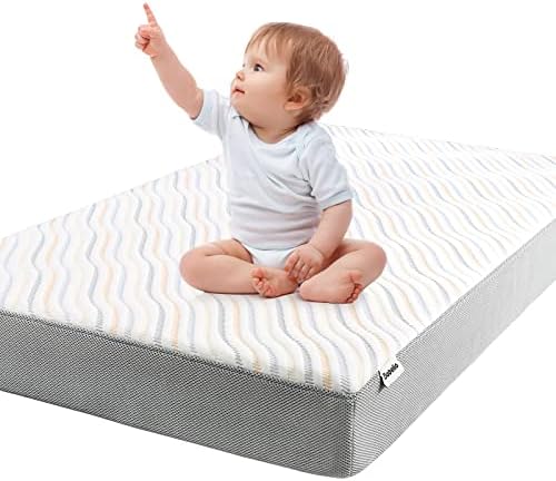 BABELIO Biobased Crib and Toddler Mattress | Dual-Sided USDA Biopreferred and CertiPUR-US Certified biobased Mattress, with Washable Soybean Fiber Mattress Cover and Waterproof Layer, 52"x27.5"x5"