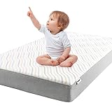BABELIO Biobased Crib and Toddler Mattress Dual-Sided, CertiPUR-US, Removable Waterproof and Machine-Washable Cover, 52"x27.5"x5"