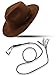 Produktbild Indiana Jones Style Brown Explorer Hat and Bull Whip Fancy Dress Accessories (Mega_Jumble)