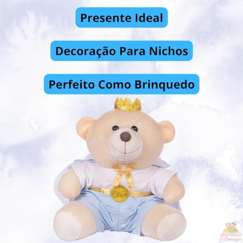 Urso De 18cm Para Nicho Decoração Menino Principe Azul Claro Bebê Baby Decoração Quarto Festa Pelúci