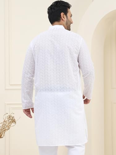 Image of SOJANYA Plus (Since 1958) Men's Silk Blend Embroidered Only Long Kurta