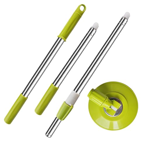 Midremer Extended Spin Mop Replacement Mop Handle, Upgraded 60-inch 360 Degrees Rotating Telescopic Replacement Mop Stick for Spin Mop Bucket Cleaning System Floor Cleaning (Plastic Disc, Green)