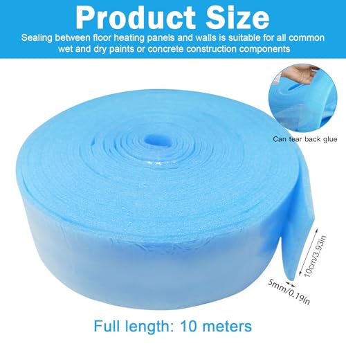 Randdämmstreifen, 100mm x 5mm x 10m Randdämmstreifen Selbstklebend, Randdämmstreifen für Ausgleichsmasse, Randstreifen Randdämmung Fußbodenheizung Estrich