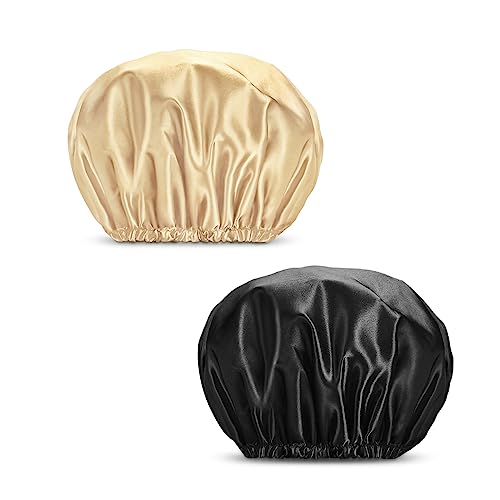 Yoget Shower Cap, 2 Pack Large Shower Caps For Women Reusable Waterproof, Double Layer Bath Show Cap For Hair Care… #TOP6