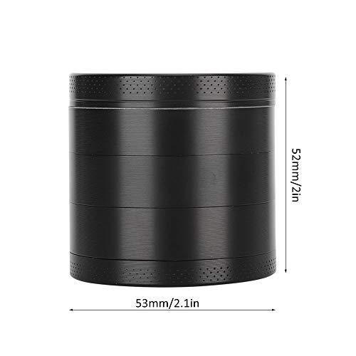 Moedor de ervas em formato preto durável com design de 5 camadas, material de liga de zinco leve, mo