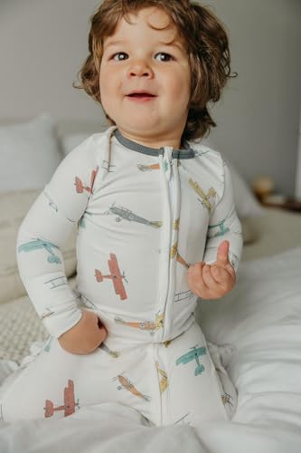 Image of Copper Pearl Ace Zip-Up Footie Baby Pajamas: Ultra-Soft Boys & Girls Pajamas, Premium Knit Fabric in Stylish Prints, Tag-Free with Two-Way Zipper, Newborn to 24 Months