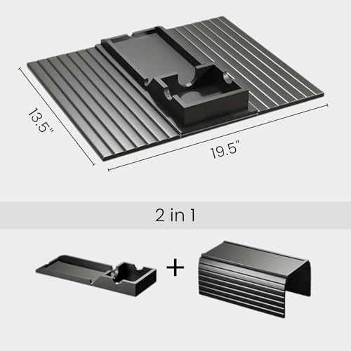 Image of Home Sparkle Premium Couch Armrest Tray Black 2-in-1 | Engineered Wood | Foldable Anti-Slip Serving Tray for Coffee, Snacks & TV Time | Sofa Arm Organizer with Cup Holder & Phone Stand