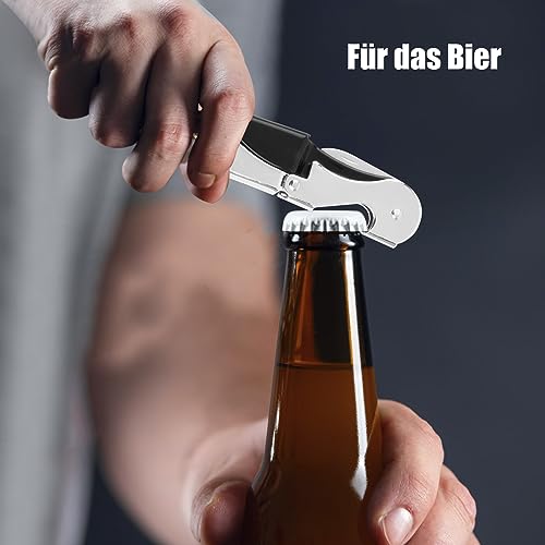 Foto von 4 Stück Kellnermesser, 3-in-1 Flaschenöffner, Korkenzieher Edelstahl
