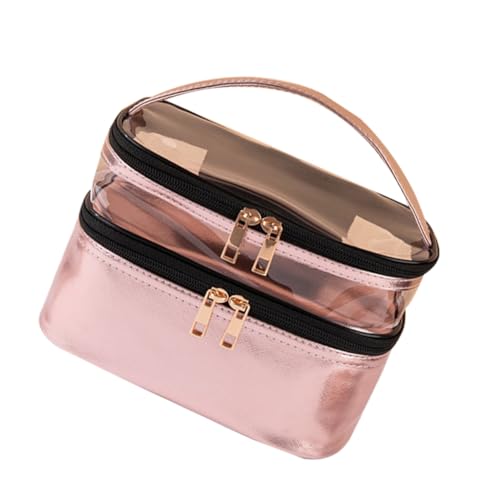 Rangement maquillage multifonction et trousse de toilette double transparente - 7