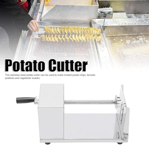 Image of Stainless Steel Potato Slicer - Potato Twister Machine - Manual Twisted Potato Spiral Vegetable Cutter (6 x 5.5 x 11.3 inches, 1 pcs)
