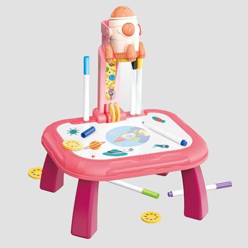 Image of Cable World Drawing Projector for Kids, Art and Crafts, Drawing Board with 8 Color Pens, Kids Drawing Projector Table -Draw Art Sketcher Desk with Pattern Slides, Markers and Blank Book (Space)