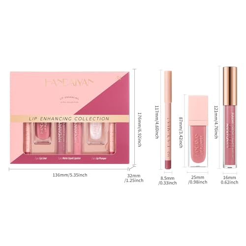 6PCS Lip Combo Kit - Matte Liquid Lipstick, Lip Liner & Plumper Set for Fuller Lips Long-Lasting, Moisturising Makeup Nude & Pink Shades, All-in-One Professional Lip Gift Set (# 02) - Image 4