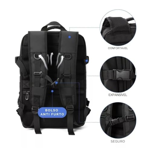 Mochila Executiva Bolsa Masculina Feminina Notebook Anti Furto Reforçada Semi Impermeável Escolar Fa