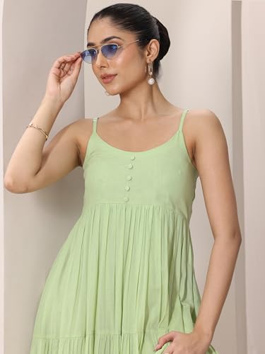 Image of Libas Womens Solid Cotton Fit and Flare Dress for Women