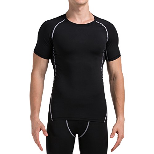 4ucycling Men Cool Quick Dry Baselayer Short Sleeve Compression T Shirts