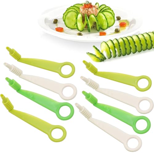 8PCS Potato Spiral Cutter, Spiralizer for Vegetables,Cutter for Slicing of Cucumbers, Potatoes, Cucumbers and More, Kitchen Accessories Tools Random Color Practical Design and Durable