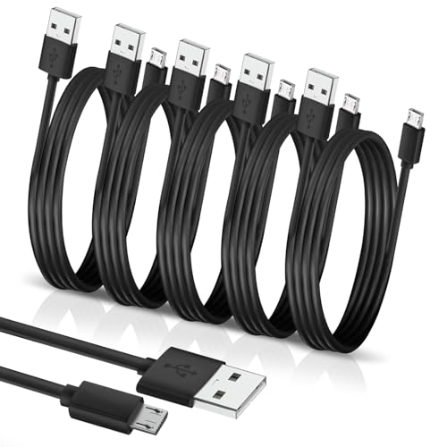 BRENDAZ Lot de 5 câbles micro USB - Charge rapide, transfert de données, cordon USB Android, compatible avec tablette Kindle Fire HD, Xbox One S X, Galaxy...