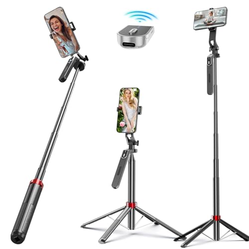 UNILLQSS 62" Phone Tripod for iPhone,Selfie Stick Tripod with Remote,Cell Phone Tripod Quadripod with Handheld Stabiliser for Video Recording,Compatible with Cell Phone iPhone Android GoPro