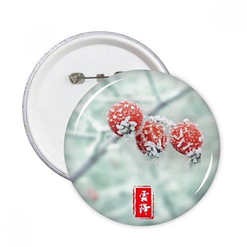 Broches rondes Première gelée 24 termes solaires en badge bouton vêtement 5pcs S