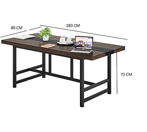 TEKAVO Large Computer Table | 180 cm Long X 80 cm Wide | Large Office Table | Executive Table for Office | Meeting Table for 6 People | Computer Table for Team | Conference Table | 6 ft Table | DIY