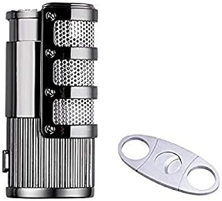 Cigar Cutter and Lighter Set, Cigar Punch Lighter Triple Jet Flame Butane Cigarette