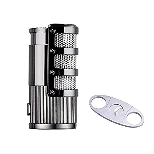 Cigar Cutter and Lighter Set, Cigar Punch Lighter Triple Jet Flame Butane Cigarette