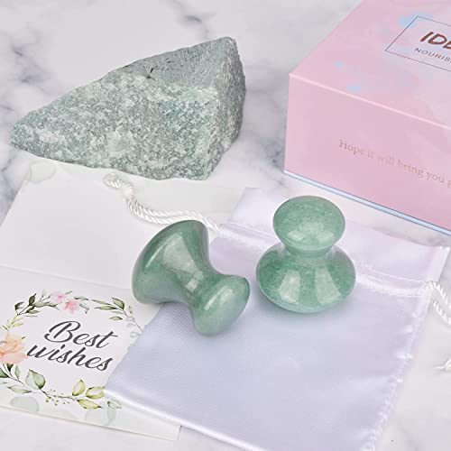 Foto von ideayard Gua Sha Pilzform Massage Werkzeug, Natürlicher Aventurin Quartz Massagewerkzeug für Gesicht und Augen, für Falten Entfernen und SPA Relaxing (2 Stück Aventurin)