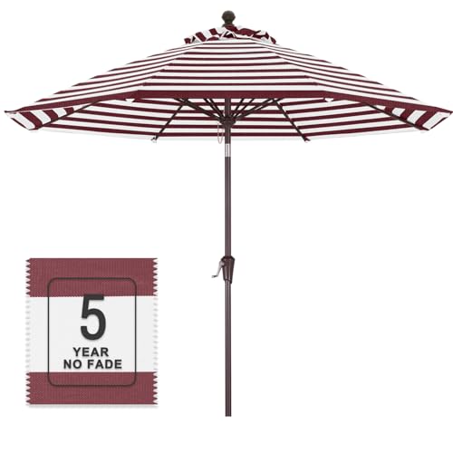 Image of MASTERCANOPY 9ft Olefin 5-Year-Non-Fading Patio Umbrella Burgundy & White