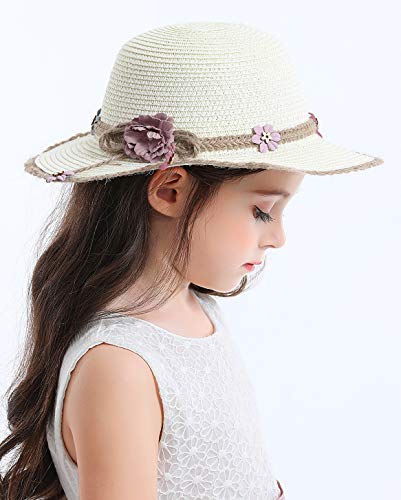 Bienvenu Kid Girl Straw Wide Brim Hat Summer Beach Hat Sun Protection4