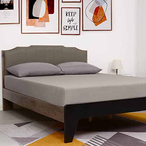 Image of Lirex Fitted Sheet, Full Size 100% Cotton 300 Thread Count Soft Breathable Fitted Sheet, Grey