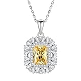 Musihy Collares de moda para mujer, oro de 9 quilates, 14 quilates, 18 quilates, oro de 3 quilates, topacio rectangular, citrino, esmeralda creada en laboratorio, 45 cm, Metal, Citrino Moissanita
