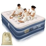 【Amazon 限定ブランド】 エアーベッド H&W 独自技術 セミダブル 電動エアーベッド 来客用 40cm 電動 ポンプ内蔵 キャンプ用品 自動膨張 Type-c充電 防災 寝具 耐荷重900kg 日本語取扱書 収納袋付き 枕付き 防水性 通気性 (ネイビー)