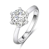 Raivari Anillo de compromiso de plata de ley 925 con diamantes de moissanita para mujer, vendedor local de EE. UU, Piedra preciosa, moissanita