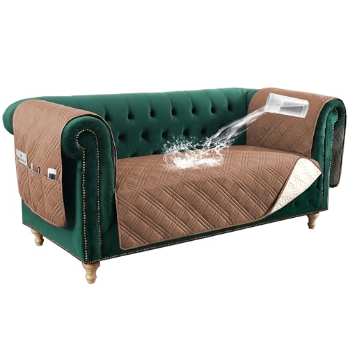 Housse de canapé Chesterfield imperméable pour protéger le salon des chiens