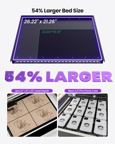 Image of Aliencell 60W X1 Laser Engraver & Cutter, 26 x 21 inch Bed Size, NO PC Needed
