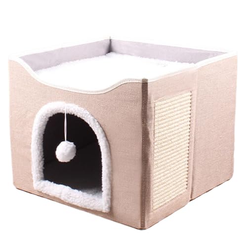 Maison cube pour chaton avec griffoir pour protéger les meubles