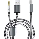 USB C to 3.5mm Aux Audio Cable, 2 in 1 USB C to 3.5mm Car Stereo Aux Headset Jack Cable with PD 18W USB C Charging Compatible with iPhone 17/16/16e/15 Plus/Pro Max/Air, Galaxy S25/S24/S23, Pixel 9/8