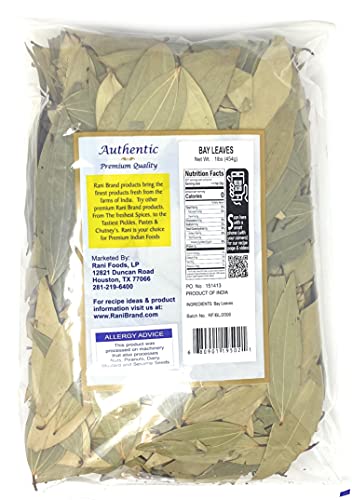 Rani Bay Leaf (Leaves) Whole Spice Hand Selected Extra Large 16Oz (1Lb) 454G Bulk ~ All Natural | Gluten Friendly | Non-Gmo | Vegan | Indian Origin (Tej Patta) #TOP4