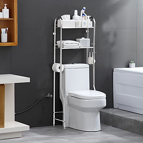 BOOMLATU 2-Tier Over The Toilet Rack,Bathroom Shelves Over Toilet Corner Stand Storage Organizer Multifunctional Bathroom for Toilet,Laundry 18.75x6.63x52.65 (Two-Tier)