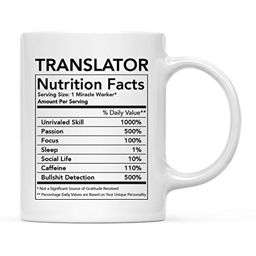 Andaz Press Lustige 325 ml Keramik Kaffee Tee Tasse Dankeschön Geschenk Übersetzer Ernährung Fakten 1 Pack Neuheit Gag Geburtstag Weihnachten Geschenk Ideen Kollegen Cover