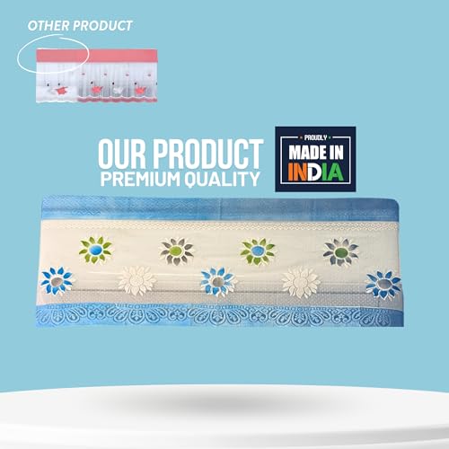 Image of Cotton Net Split AC Cover Indoor Unit for 2 Ton Capacity AC, Premium Work Indoor AC Dust Protection Cover Designer Summer Ac Cover for 2 Ton Ac (38 X 15.35 X 7.8 inch, Blue)