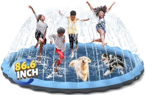 Splash Pad, 86.6" Outdoor Sprinkler Splash Pad Toys for Dogs and Kids ...